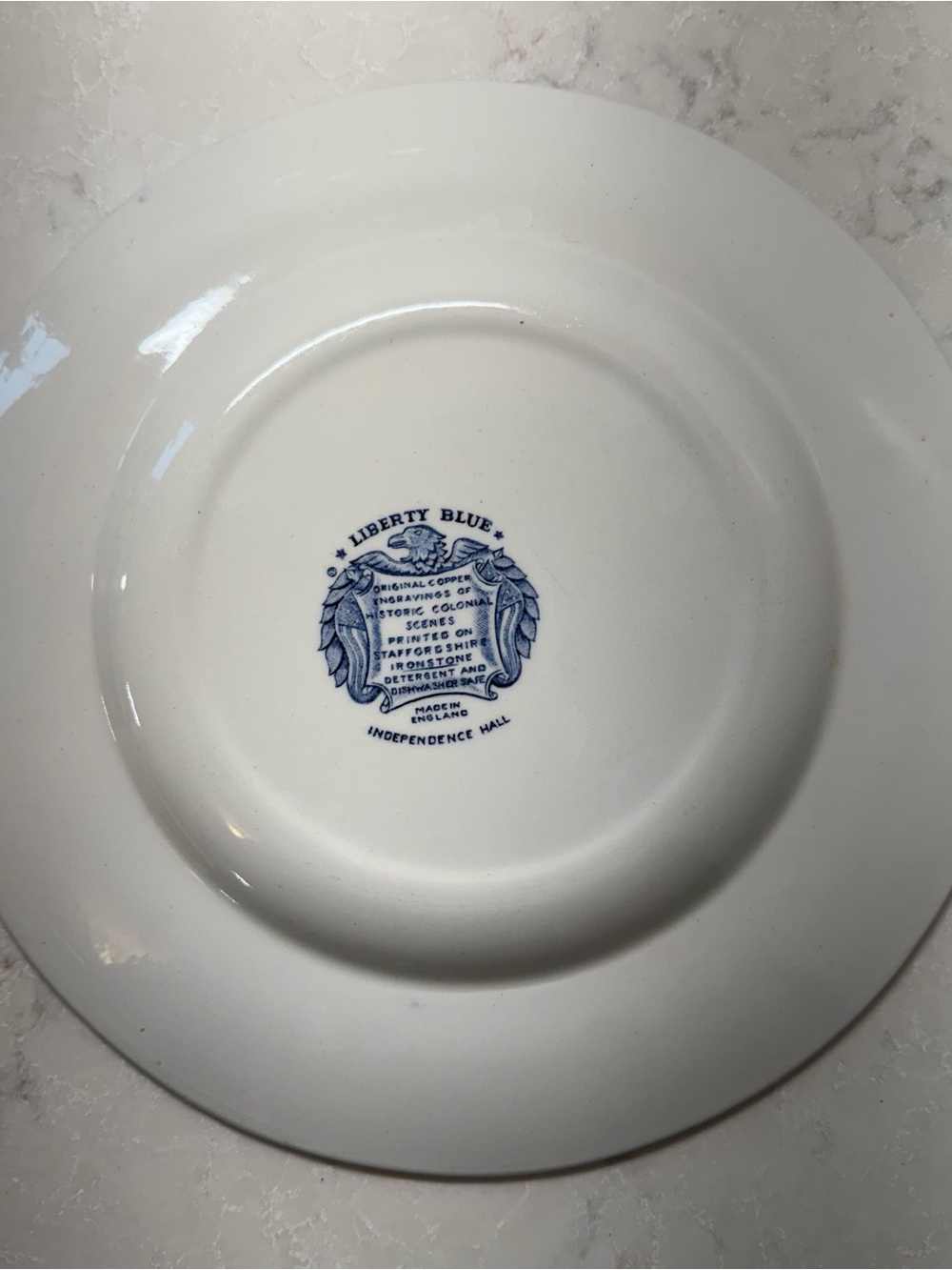 Vintage Liberty Blue Staffordshire Independence Hall Ironstone Plate - Picture 2 of 3